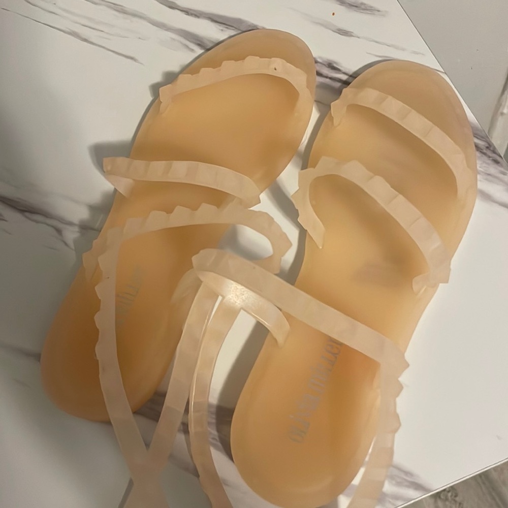 Nude Olivia Miller Sandals (Size 6 - runs big - fits a size 7)